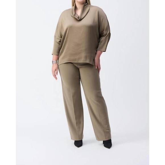 NEW JOSEPH RIBKOFF satin cowl collar top in java - Picture 2 of 4